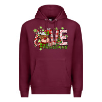 Burgundy love christmas deer Premium Hoodie - MaliasSmallBusiness