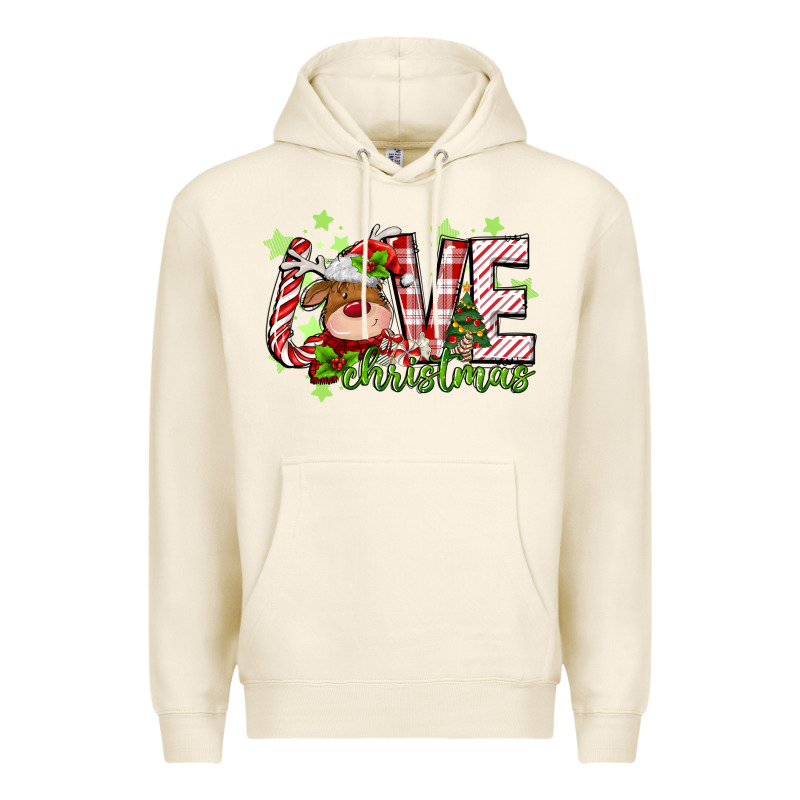 Love Christmas Deer Premium Hoodie by MaliasSmallBusiness | Teevron