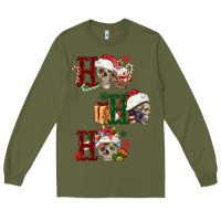Army Green ho ho ho skull Long Sleeve Tee - FaDigitalArtStudio