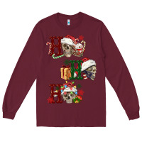 Burgundy ho ho ho skull Long Sleeve Tee - FaDigitalArtStudio
