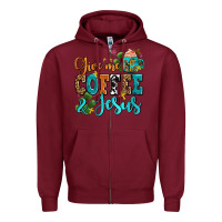 Burgundy gıve me coffee and jesus Zipper Hoodie - AdoDesignShop