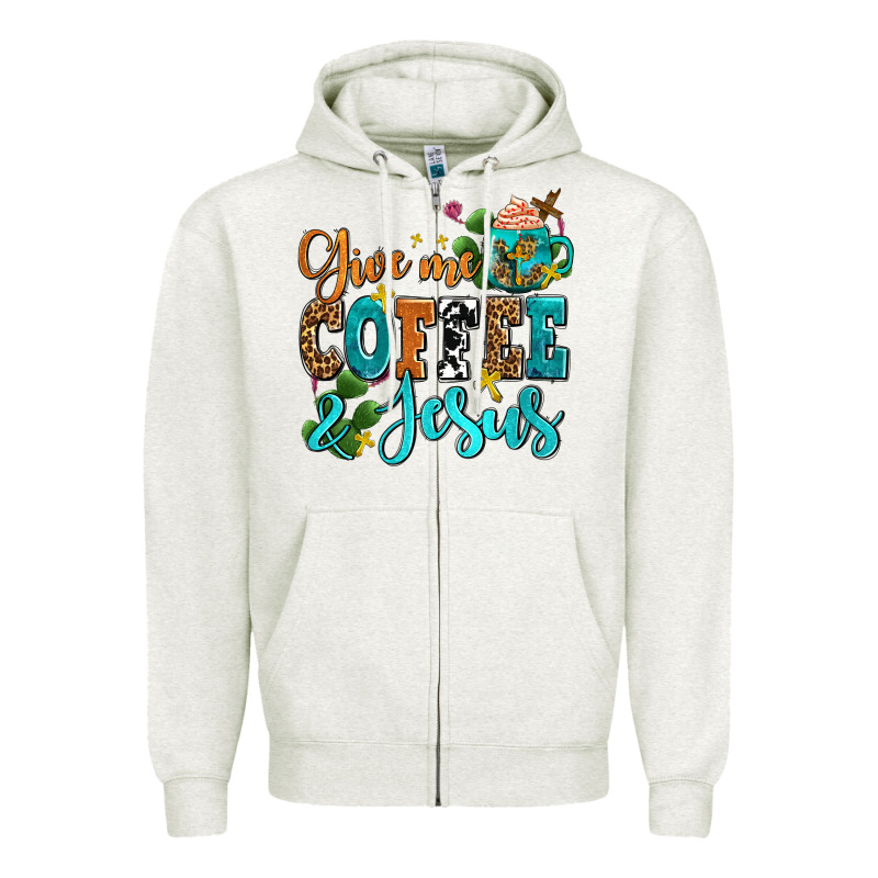 Gıve Me Coffee And Jesus Zipper Hoodie by AdoDesignShop | Teevron