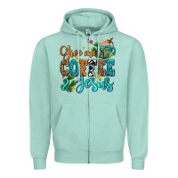 Seafoam gıve me coffee and jesus Zipper Hoodie - AdoDesignShop