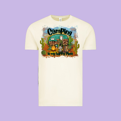 Camping Is My Happy Place Vintage Tee Designed By Barkaloodesign