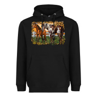 Black 2 horses at the ranch Heavyweight Hoodie - LillyAllenDesigns
