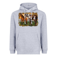 Heather Grey 2 horses at the ranch Heavyweight Hoodie - LillyAllenDesigns