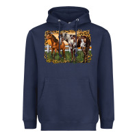 Navy 2 horses at the ranch Heavyweight Hoodie - LillyAllenDesigns