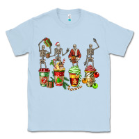 Dusty Blue christmas skeleton coffee cups Classic Tee - FaDigitalArtStudio