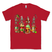 Red christmas skeleton coffee cups Classic Tee - FaDigitalArtStudio