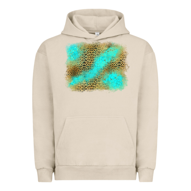 Leopard Turquoise Background Urban Hoodie by Jasminsmagicworld | Teevron