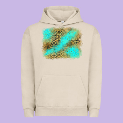 Leopard Turquoise Background Urban Hoodie Designed By Jasminsmagicworld