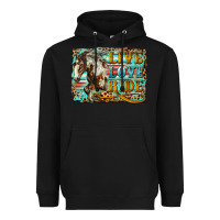 Black live love ride horse Heavyweight Hoodie - LillyAllenDesigns