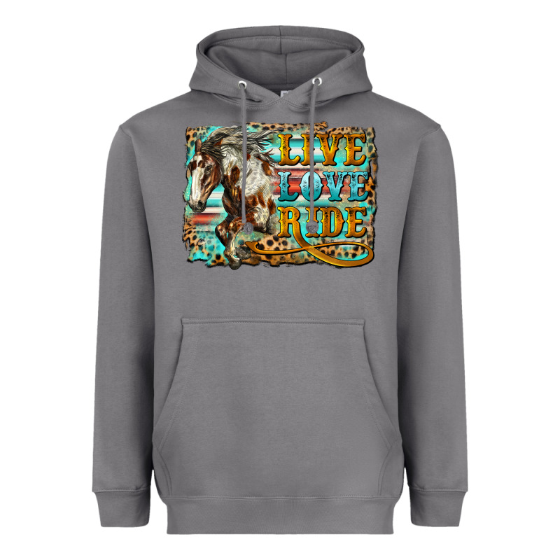 Live Love Ride Horse Heavyweight Hoodie by LillyAllenDesigns | Teevron