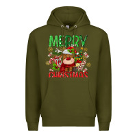 Army Green merry christmas deer Premium Hoodie - MaliasSmallBusiness