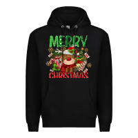 Black merry christmas deer Premium Hoodie - MaliasSmallBusiness