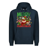 Navy merry christmas deer Premium Hoodie - MaliasSmallBusiness