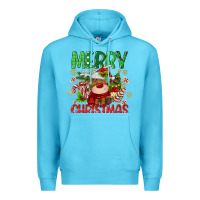 Ocean Blue merry christmas deer Premium Hoodie - MaliasSmallBusiness