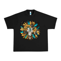 Black bull skull with sunflower Urban Heavy Tee - RanaPortraitStore
