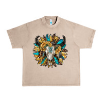 French Oak bull skull with sunflower Urban Heavy Tee - RanaPortraitStore