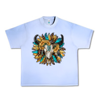 Grape Ice bull skull with sunflower Urban Heavy Tee - RanaPortraitStore
