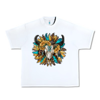 White bull skull with sunflower Urban Heavy Tee - RanaPortraitStore
