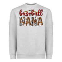 Heather Grey baseball nana with leopard Heavyweight Sweatshirt - texasbilliewilder