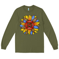 Army Green firefighter sunflower Long Sleeve Tee - HRA Design Shop