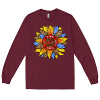 Burgundy firefighter sunflower Long Sleeve Tee - HRA Design Shop