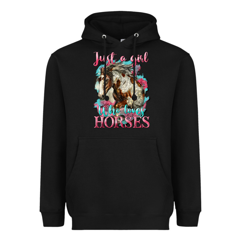 Just A Girl Who Loves Horses Mustang Heavyweight Hoodie by LillyAllenDesigns | Teevron