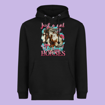 Just A Girl Who Loves Horses Mustang Heavyweight Hoodie Designed By Lillyallendesigns