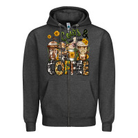 Charcoal Heather cows and coffee cups Zipper Hoodie - Jasminsmagicworld
