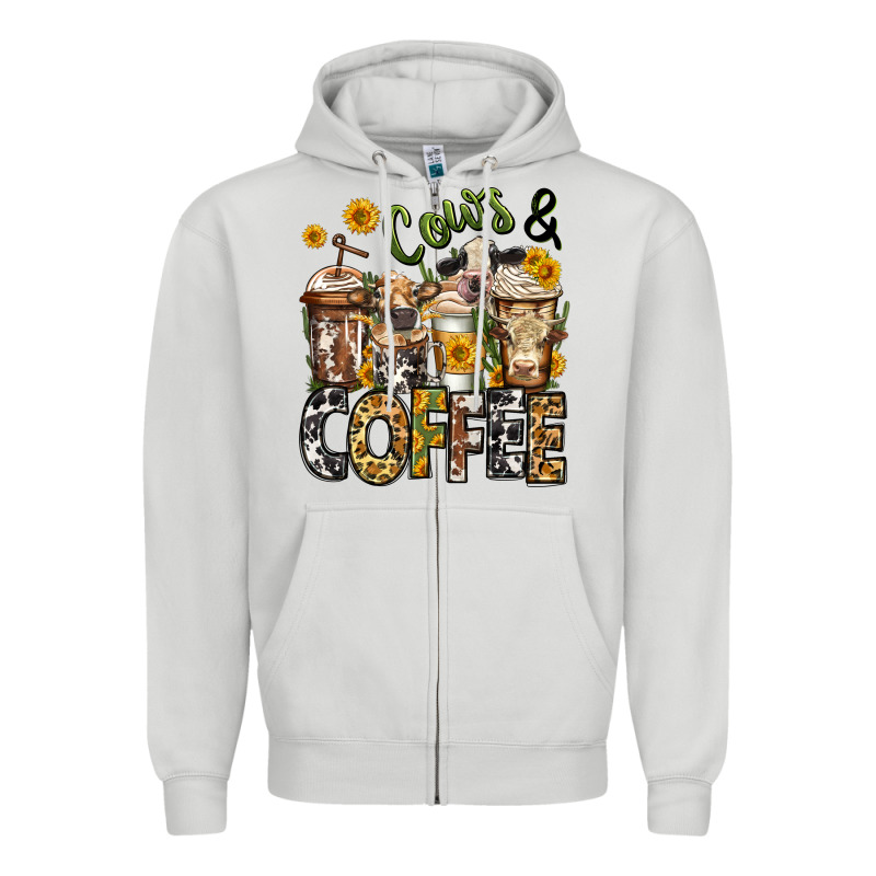 Cows And Coffee Cups Zipper Hoodie by Jasminsmagicworld | Teevron