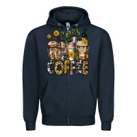 Navy cows and coffee cups Zipper Hoodie - Jasminsmagicworld