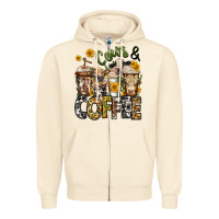 Sandshell cows and coffee cups Zipper Hoodie - Jasminsmagicworld