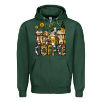 Sports Green cows and coffee cups Zipper Hoodie - Jasminsmagicworld