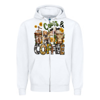White cows and coffee cups Zipper Hoodie - Jasminsmagicworld