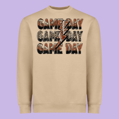 Game Day Game Day Football Lightning Bolt Heavyweight Sweatshirt Designed By Zillion Design Studio