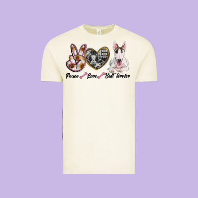 Peace Love Bull Terrier Vintage Tee Designed By Ranaportraitstore