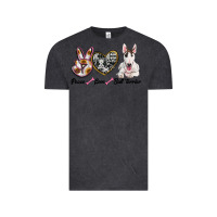 Vintage Black peace love bull terrier Vintage Tee - RanaPortraitStore