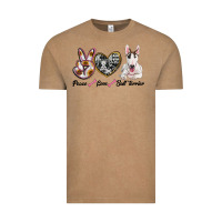 Vintage Coffee peace love bull terrier Vintage Tee - RanaPortraitStore