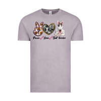 Vintage Zinc peace love bull terrier Vintage Tee - RanaPortraitStore