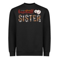 Black baseball sister with leopard Heavyweight Sweatshirt - texasbilliewilder