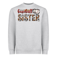 Heather Grey baseball sister with leopard Heavyweight Sweatshirt - texasbilliewilder