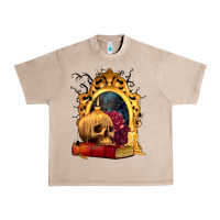 French Oak Halloween Skull Candles and Roses Urban Heavy Tee - texasbilliewilder