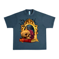 Midnight Navy Halloween Skull Candles and Roses Urban Heavy Tee - texasbilliewilder