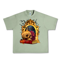 Oil Green Halloween Skull Candles and Roses Urban Heavy Tee - texasbilliewilder