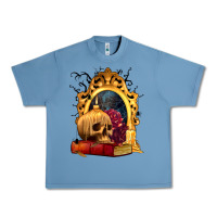 Pebble Blue Halloween Skull Candles and Roses Urban Heavy Tee - texasbilliewilder