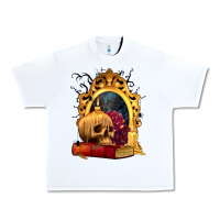 White Halloween Skull Candles and Roses Urban Heavy Tee - texasbilliewilder