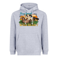 Heather Grey free spirit wild heart 3 horses Heavyweight Hoodie - LillyAllenDesigns