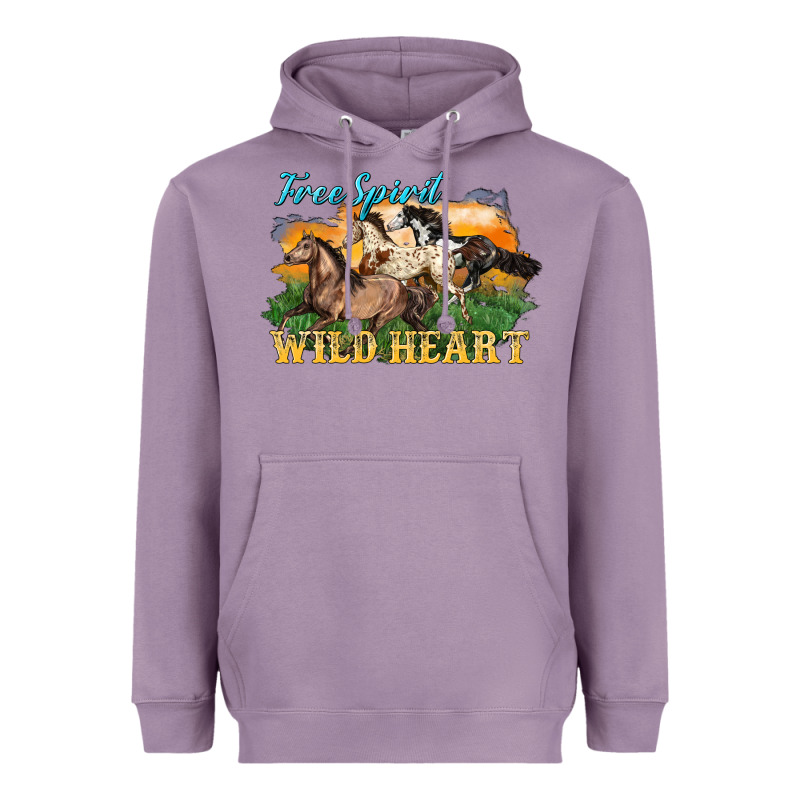 Free Spirit Wild Heart 3 Horses Heavyweight Hoodie by LillyAllenDesigns | Teevron